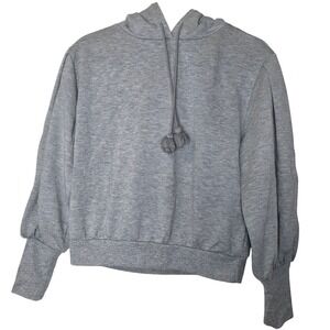 Express Gray Silver Sparkle Balloon Sleeve Hoodie Pullover Womens size Small